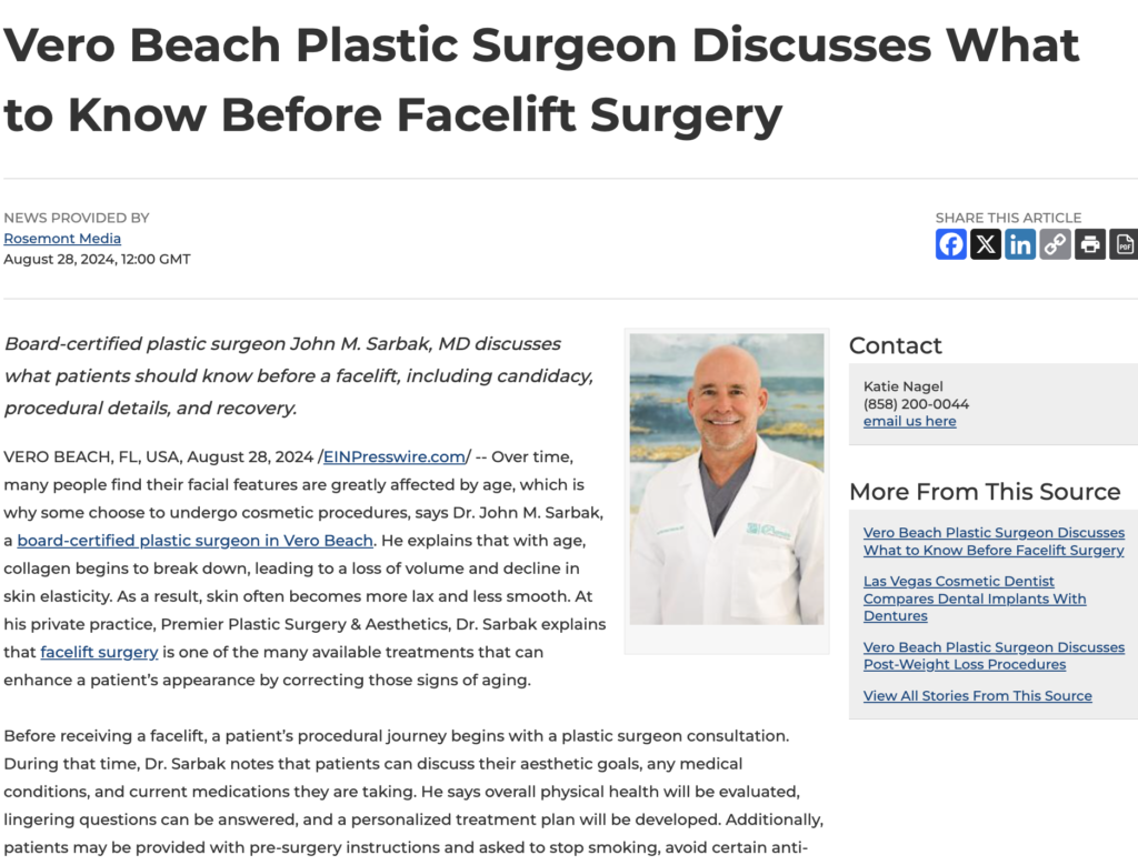 Dr John Sarbak Vero Beach Fl Vero Beach Plastic Surgeon On What to Know Before a Facelift